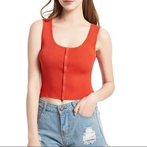 Red button-up tank top